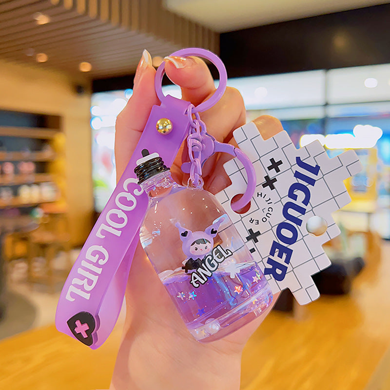 Wholesale Acrylic Cute Pony Purple Quicksand Liquid Oiled Keychain